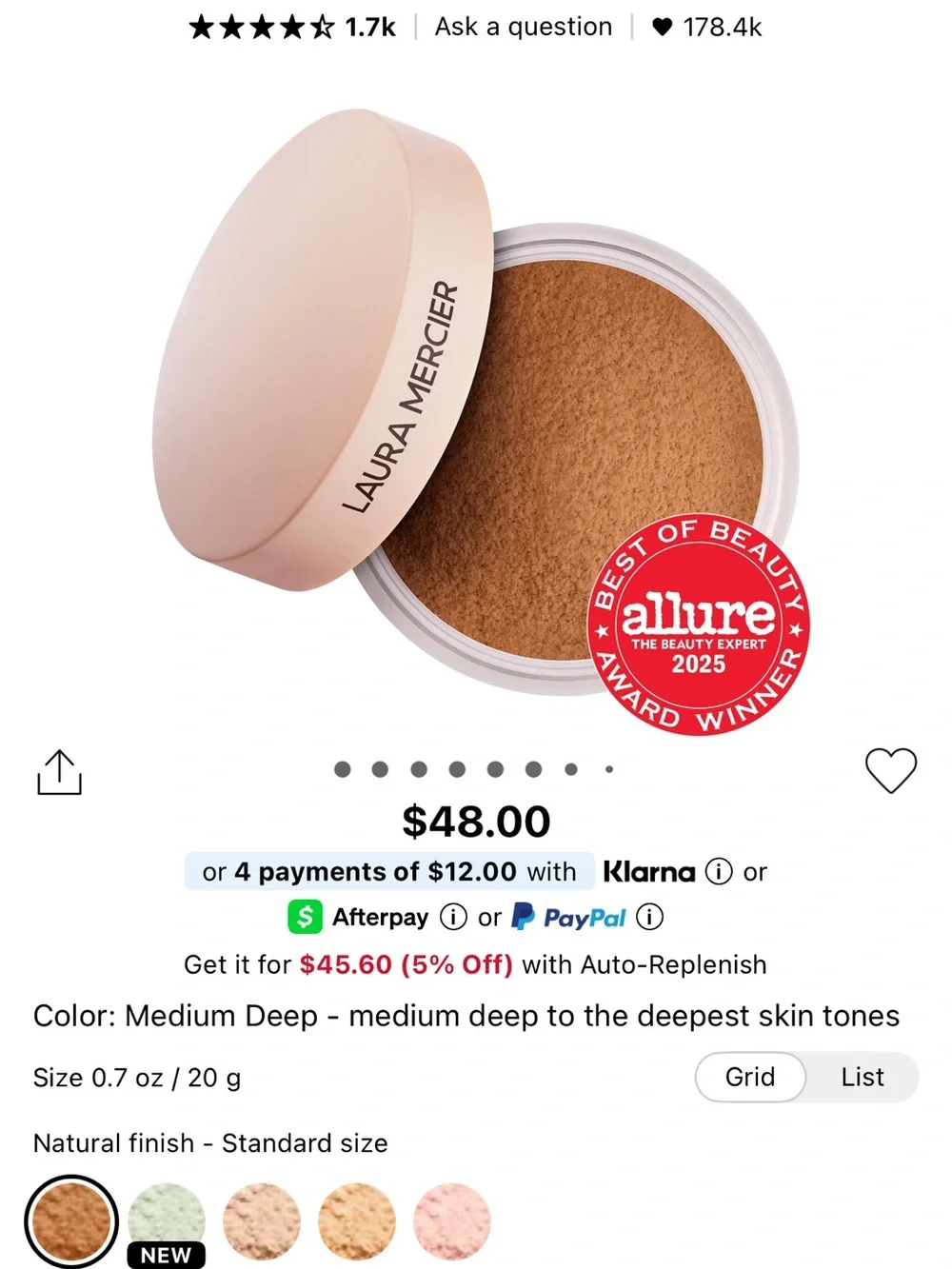 laura mercier Translucent Loose Setting Powder - Medium Deep